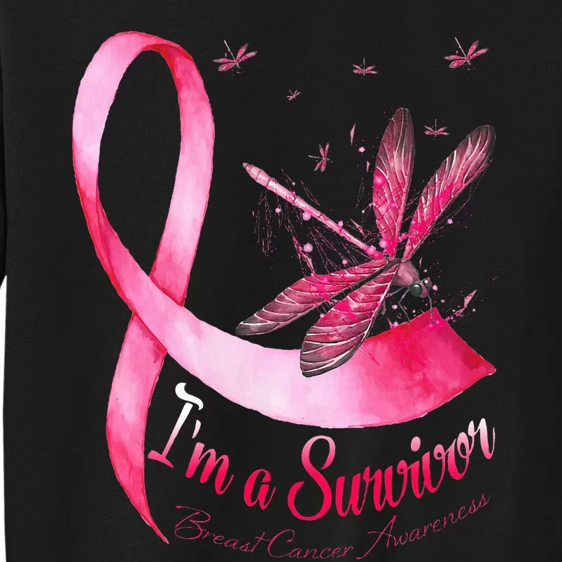 IM A Survivor Dragonfly Breast Cancer Awareness Tall Sweatshirt