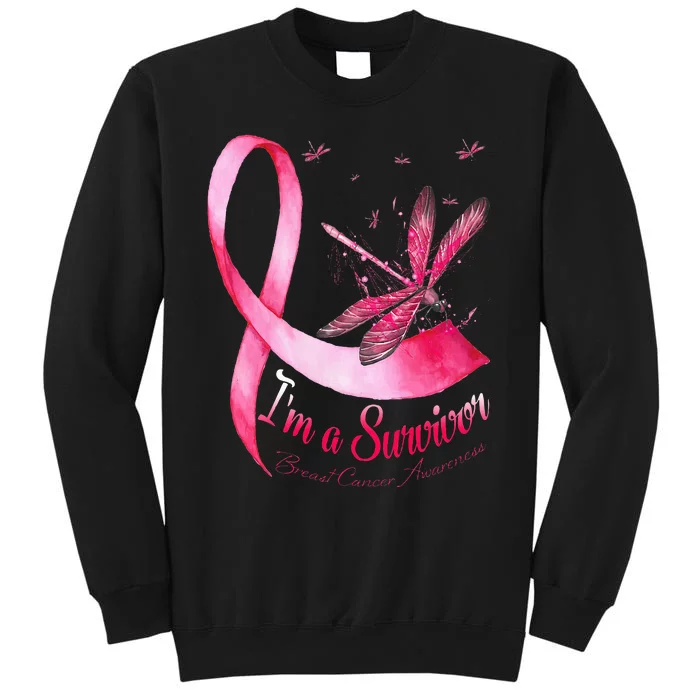 IM A Survivor Dragonfly Breast Cancer Awareness Tall Sweatshirt