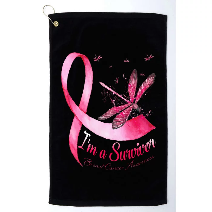 IM A Survivor Dragonfly Breast Cancer Awareness Platinum Collection Golf Towel