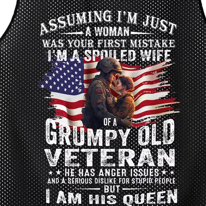 IM A Spoiled Wife Of A Grumpy Old Veteran Husband Wife Mesh Reversible Basketball Jersey Tank