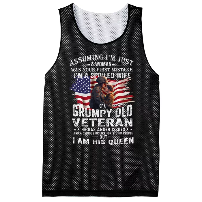 IM A Spoiled Wife Of A Grumpy Old Veteran Husband Wife Mesh Reversible Basketball Jersey Tank