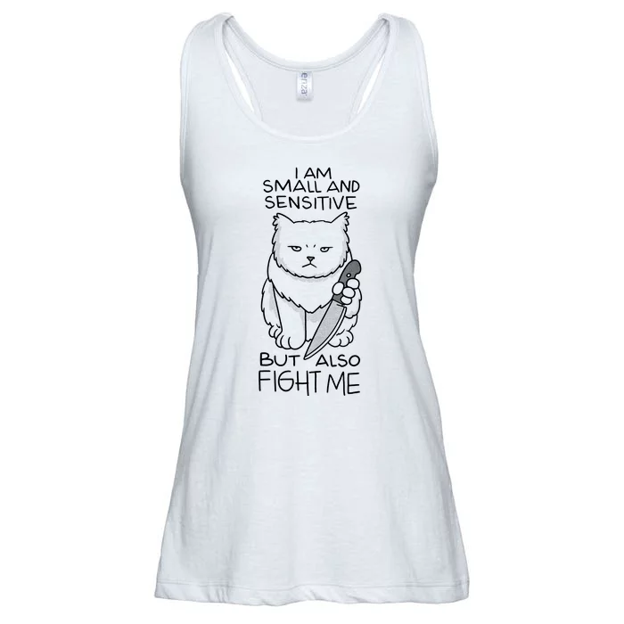 I Am Small And Sensitive But Also Fight Me Funny Cat Ladies Essential Flowy Tank