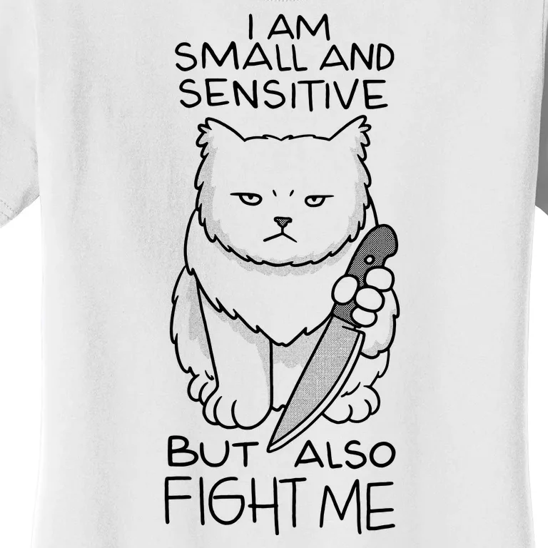 I Am Small And Sensitive But Also Fight Me Funny Cat Women's T-Shirt