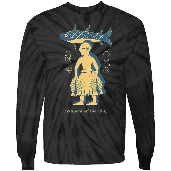 I Am Sumerian And I Love Fishing Tie-Dye Long Sleeve Shirt