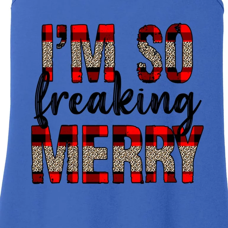 I Am So Freaking Merry Leopard Red Plaid Christmas Gift Ladies Essential Tank