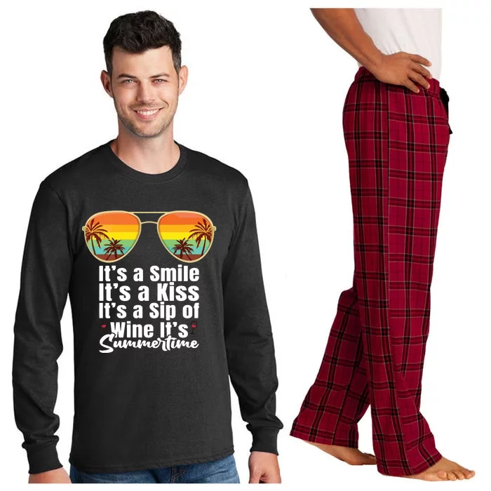 Its A Smile Its A Kiss Its A Sip Of Wine Its Summertime Kenny Chesney Long Sleeve Pajama Set