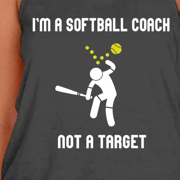 IM A Softball Coach Not A Target Funny Softball Lover Women's Knotted Racerback Tank