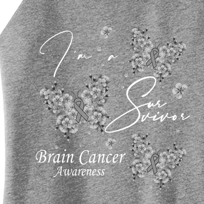 I'm A Survivor Brain Cancer Awareness Butterfly Gift Women’s Perfect Tri Rocker Tank