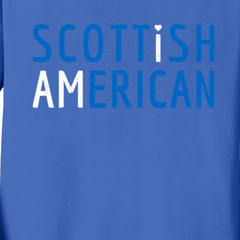 I Am Scottish American Funny Gift Scotland And America Pride Gift Kids Long Sleeve Shirt