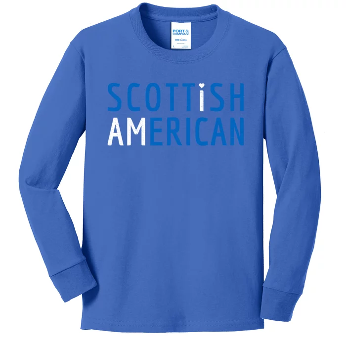 I Am Scottish American Funny Gift Scotland And America Pride Gift Kids Long Sleeve Shirt