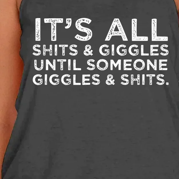 Its All Shits And Giggles Funny Adult Humor Friend Meme Gift Women's Knotted Racerback Tank