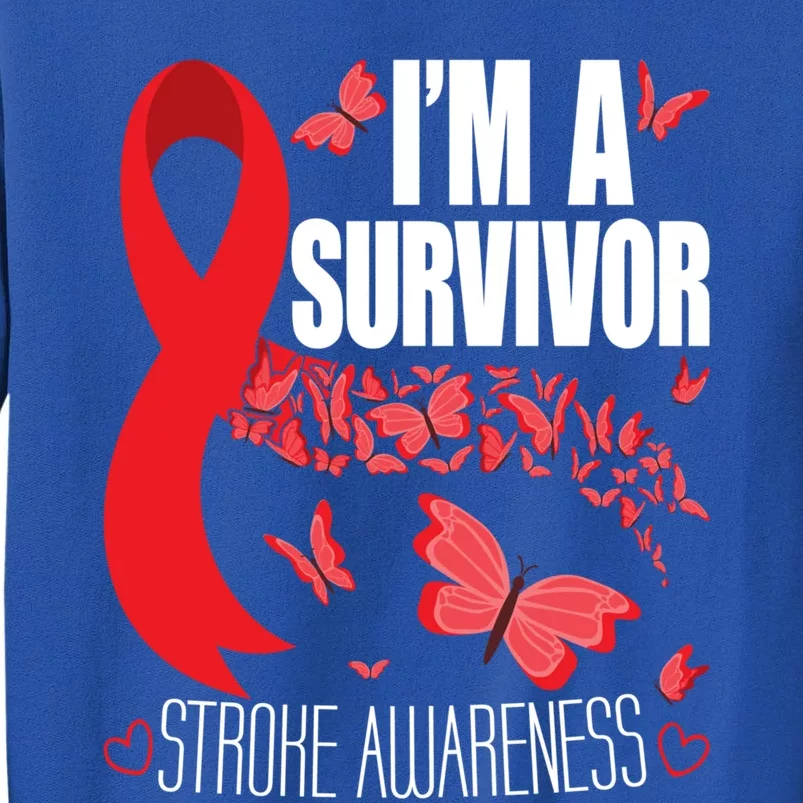 I'm A Survivor Stroke Awareness Cute Gift Red Ribbon Brain Attack Cool Gift Sweatshirt