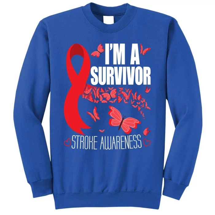 I'm A Survivor Stroke Awareness Cute Gift Red Ribbon Brain Attack Cool Gift Sweatshirt