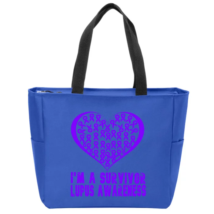 IM A Survivor Lupus Warrior Day Awareness Purple Support Gift Zip Tote Bag