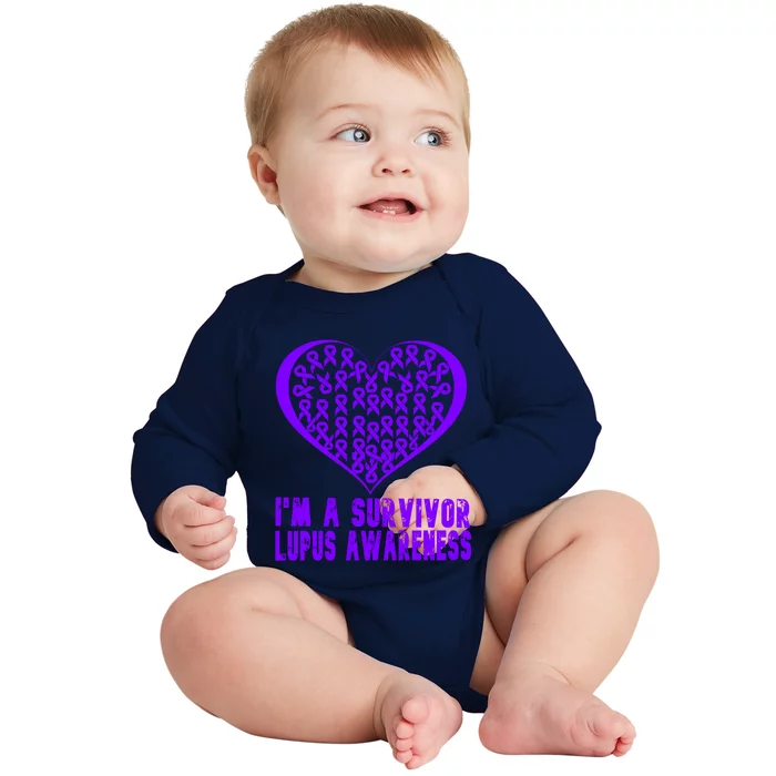 IM A Survivor Lupus Warrior Day Awareness Purple Support Gift Baby Long Sleeve Bodysuit