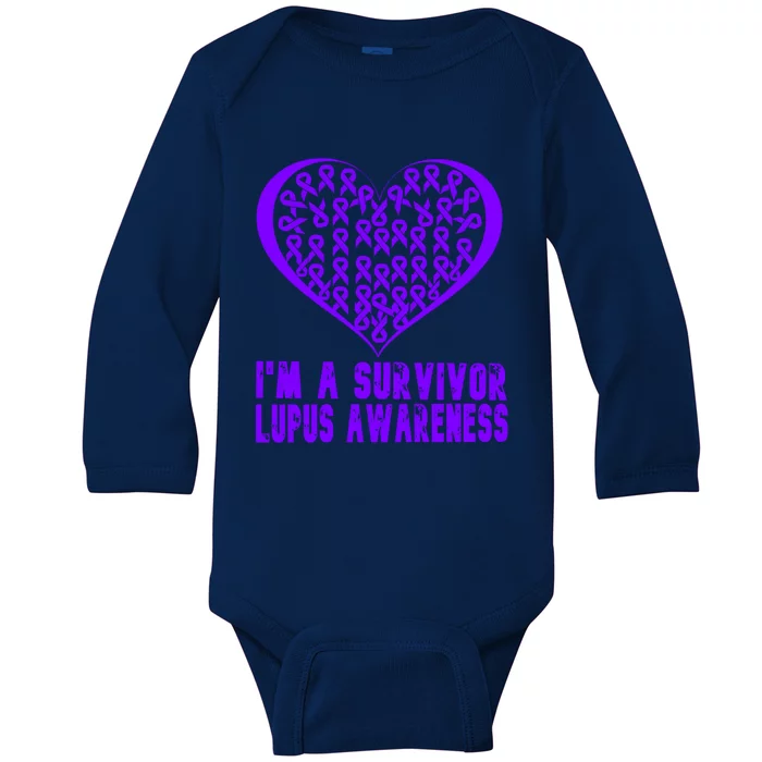 IM A Survivor Lupus Warrior Day Awareness Purple Support Gift Baby Long Sleeve Bodysuit