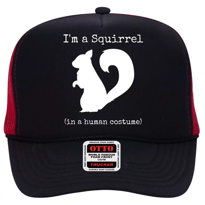 I'm A Squirrel In A Human Costume Funny Novelty Halloween High Crown Mesh Trucker Hat