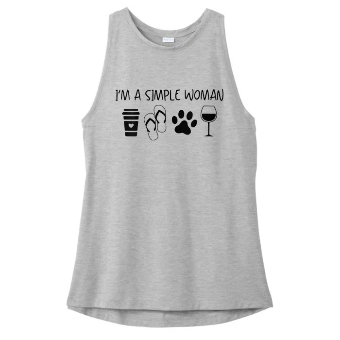 Im A Simple Woman Coffee Flip Flop Pet Dog Cat Wine Womens Ladies Tri-Blend Wicking Tank