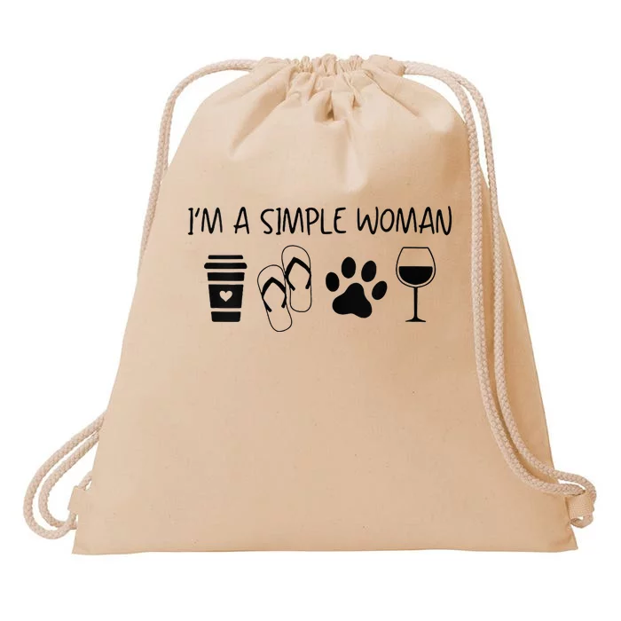 Im A Simple Woman Coffee Flip Flop Pet Dog Cat Wine Womens Drawstring Bag