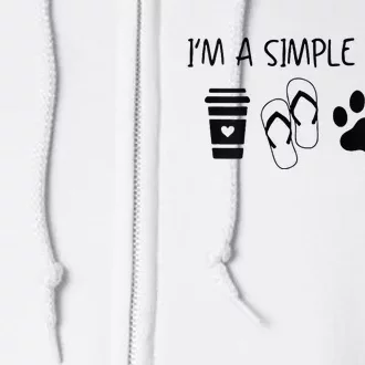 Im A Simple Woman Coffee Flip Flop Pet Dog Cat Wine Womens Full Zip Hoodie