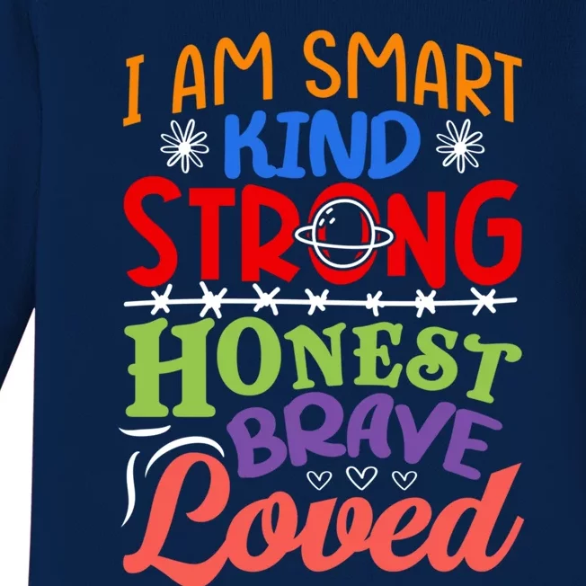 I Am Smart Strong Honest Brave Loved Great Gift Baby Long Sleeve Bodysuit