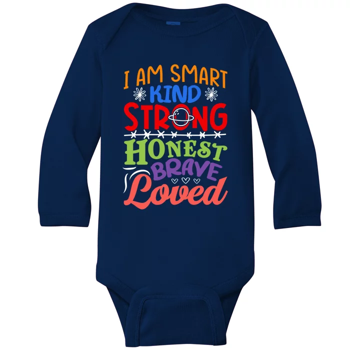 I Am Smart Strong Honest Brave Loved Great Gift Baby Long Sleeve Bodysuit