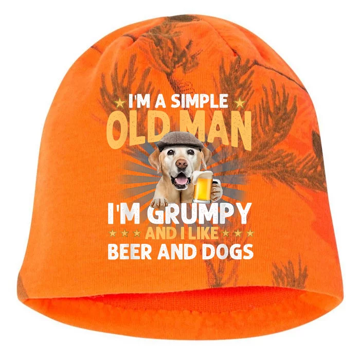 Im A Simple Old Man Im Grumpy And I Like Beer And Dogs Kati - Camo Knit Beanie