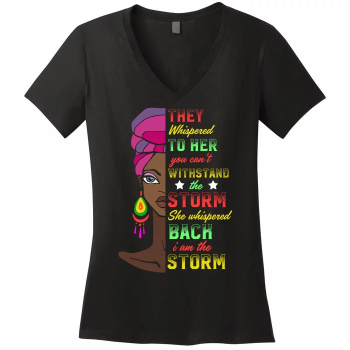 I Am Storm Melanin African Black History Month Women's V-Neck T-Shirt