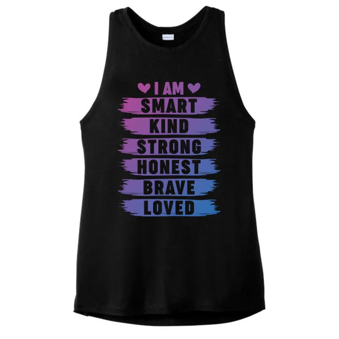 I Am Smart Kind Strong Honest Brave Inspirational Quote Gift Ladies Tri-Blend Wicking Tank