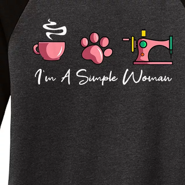 Im A Simple Woman Sewing Machine Womens Day Women's Tri-Blend 3/4-Sleeve Raglan Shirt