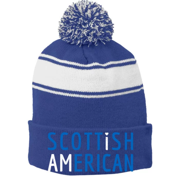 I Am Scottish American Gift Scotland And America Pride Gift Stripe Pom Pom Beanie