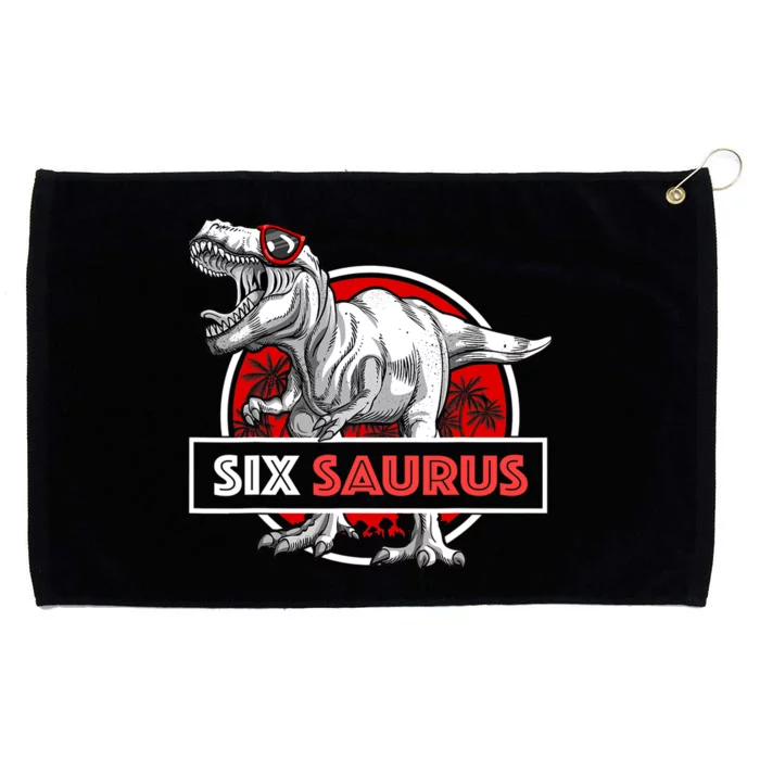 I Am Six Saurus 6 Yrs Old T Rex For 6th Birthday Gift Grommeted Golf Towel