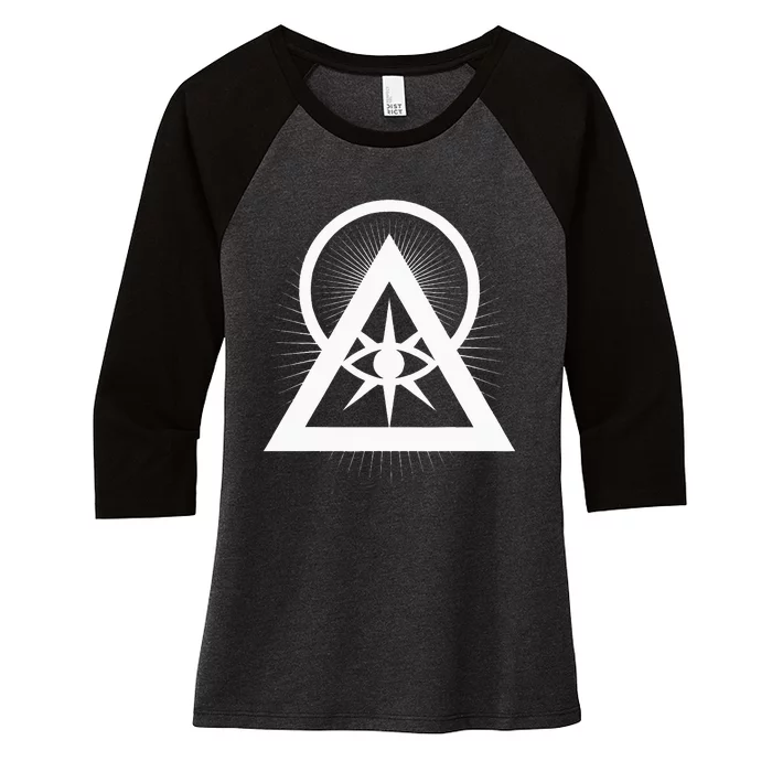 Illuminati All Seeing Eye Logo Women's Tri-Blend 3/4-Sleeve Raglan Shirt