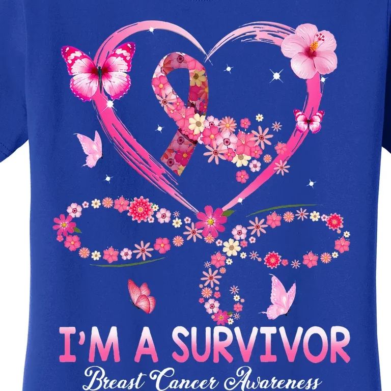 I'm A Survivor Breast Cancer Awareness Pink Ribbon Flower Women's T-Shirt