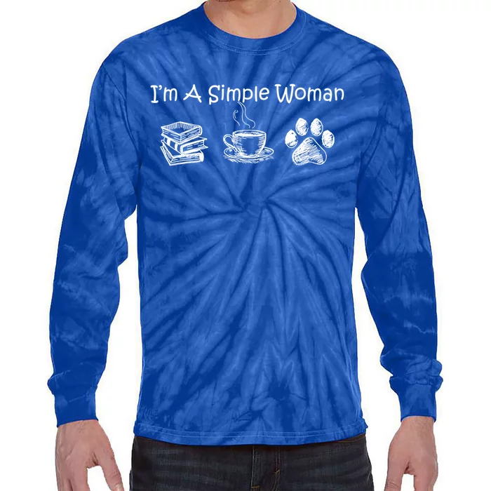 Im A Simple Like Book Coffee Dog Funny Gift Tie-Dye Long Sleeve Shirt