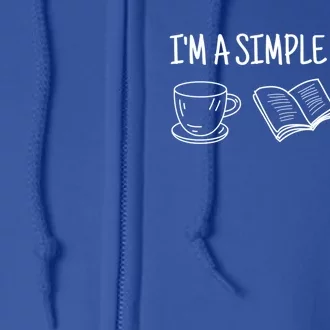 Im A Simple Tee Coffee Book Dog Gift Full Zip Hoodie