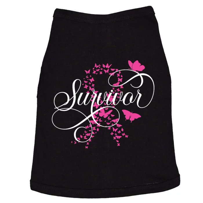 Im A Survivor Pink Butterfly Ribbon Breast Cancer Awareness Doggie Tank