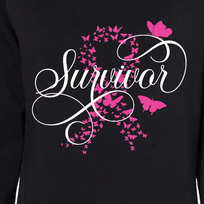 Im A Survivor Pink Butterfly Ribbon Breast Cancer Awareness Womens California Wash Sweatshirt