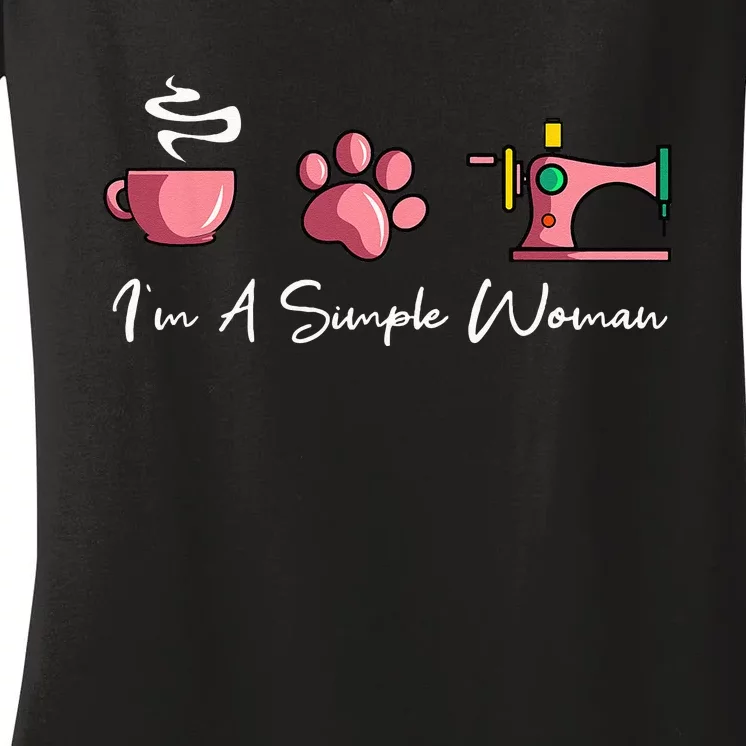 Im A Simple Woman Sewing Machine Womens Day Women's V-Neck T-Shirt