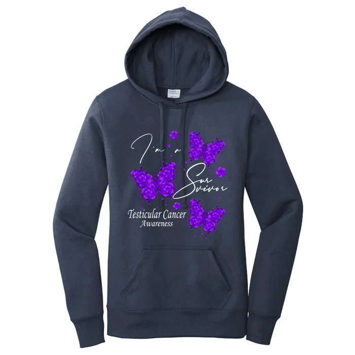 Im A Survivor Testicular Cancer Awareness Butterfly Gift Women's Pullover Hoodie