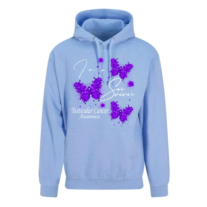 Im A Survivor Testicular Cancer Awareness Butterfly Gift Unisex Surf Hoodie