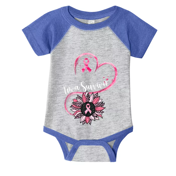 Im A Survivor Breast Cancer Awareness Sunflower Cool Gift Infant Baby Jersey Bodysuit