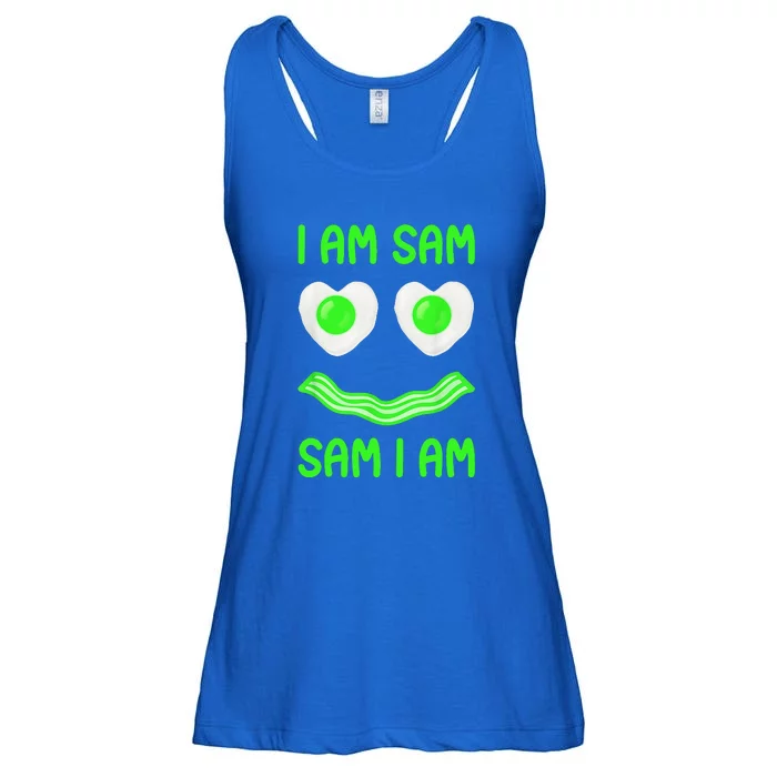 I Am Sam I Am Funny Green Eggs Ham Smile Face Ladies Essential Flowy Tank