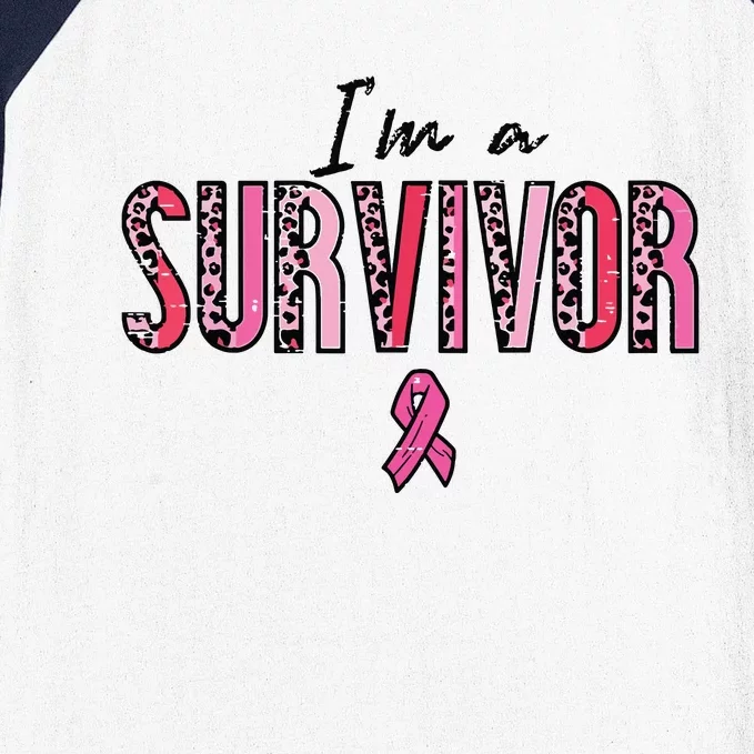 Im A Survivor Leopard Retro Breast Cancer Awareness Baseball Sleeve Shirt