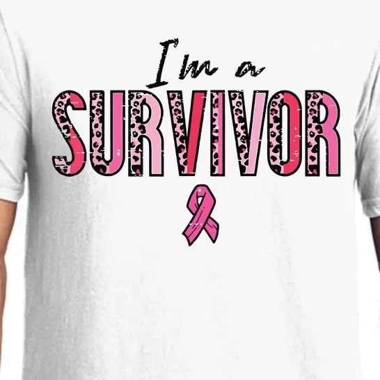 Im A Survivor Leopard Retro Breast Cancer Awareness Pajama Set