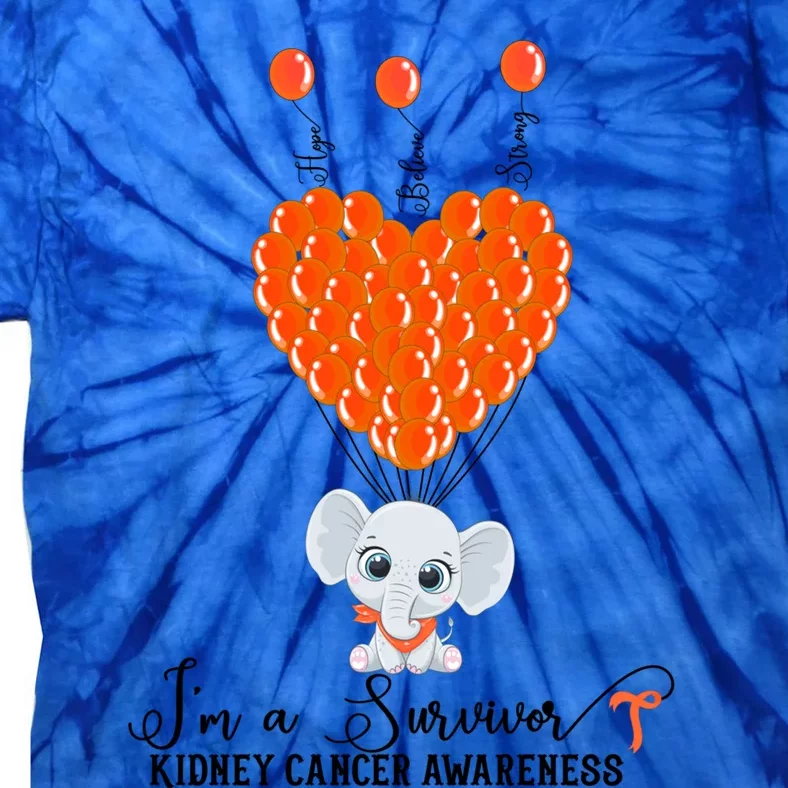 Im A Survivor Ney Cancer Awareness Elephant Heart Balloon Gift Tie-Dye T-Shirt