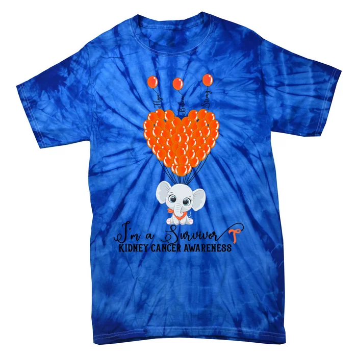 Im A Survivor Ney Cancer Awareness Elephant Heart Balloon Gift Tie-Dye T-Shirt