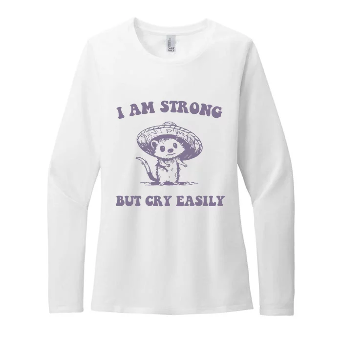 I Am Strong But Cry Easily Retro Womens CVC Long Sleeve Shirt