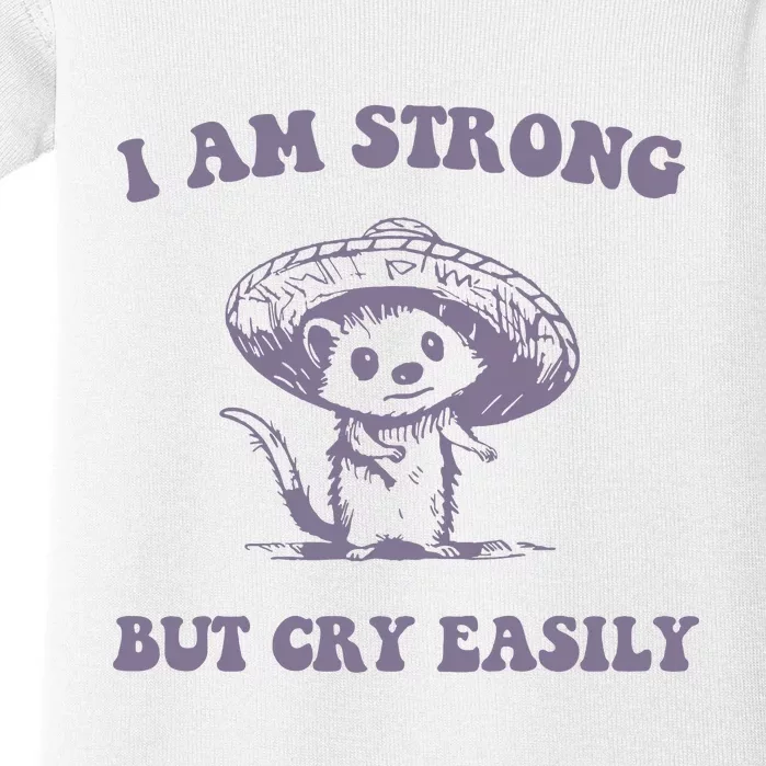 I Am Strong But Cry Easily Retro Baby Bodysuit