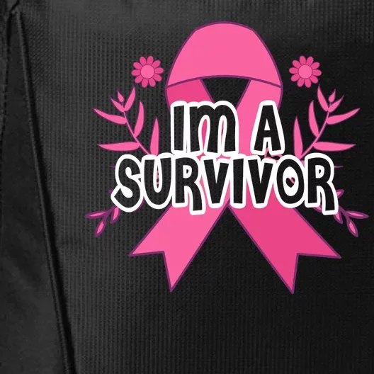 Im A Survivor Breast Cancer Awareness Ribbon City Backpack